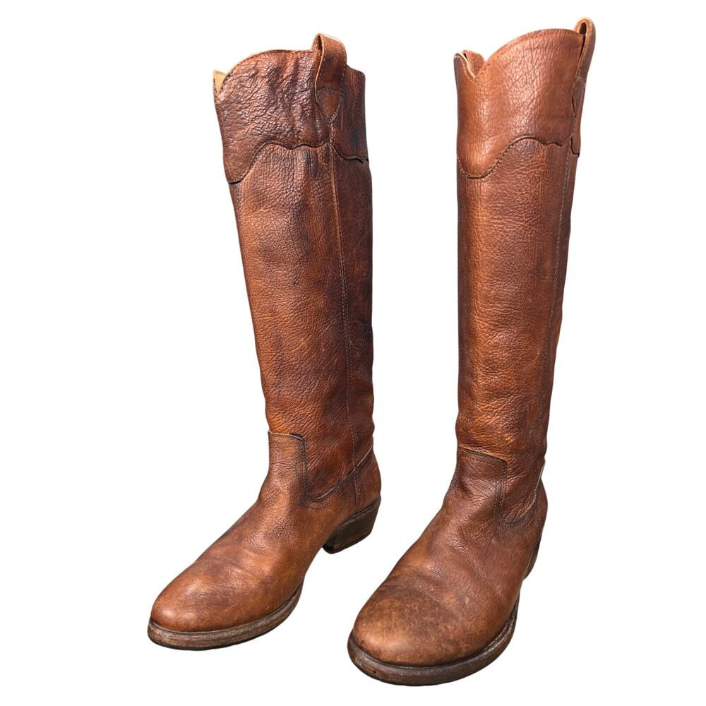 Frye Carson Brown Distressed Lug Sole Riding Boots Size US 8.5 B - Picture 6 of 10